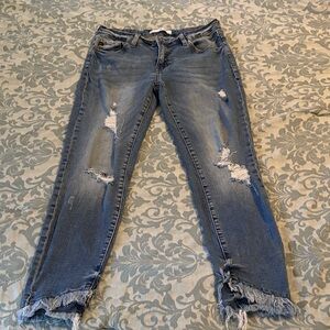 KanCan Frayed Hem Distressed Blue Jeans